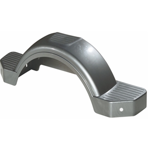 Trailer Fender, Material: Plastic, Color: Silver, 30" Inside L - 43.5" Outside L x 9.7" Bottom W - 8" Top W x 12.75"H, Side: Right Hand, Fits: 13" & 14" Wheels, Brand: Load Rite, Sold as each