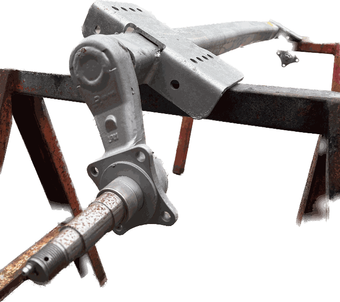 Torsion Axle, 3,700 lb Capacity, 49.5” Frame Center, 70.5” Hub Face, 54.5” Outside Bracket, 35* Down Angle, Galvanized, Manufactured by Dexter Marine Products, w/ Removeable Spindles