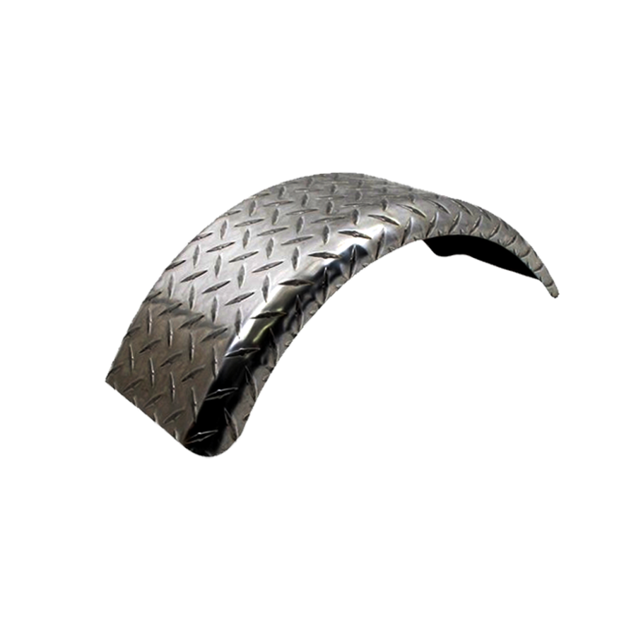 Trailer Fender, Material: Diamond Plate Aluminum, 27"L x 9"W x 9"H, Thickness: ", Fits: 13" Wheels, Brand: Water-Land Supply / Continental Trailers, Sold as each