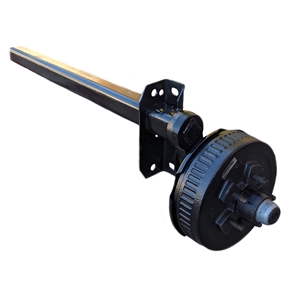 Torsion Axle, 3,500 lb Capacity, 77.5" Frame Center, 93.5" Hub Face, 80" Outside Bracket, 22.5* Starting Angle, Galvanized, Manufactured by Alcom