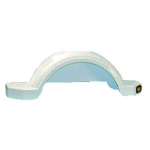 Trailer Fender, Material: Plastic, Color: White, Side: Right Hand, 43.5"L x 8" Top W - 9.7" Bottom W x 9.5"H, Fits: 13" - 14" Wheels, Brand: Horizon Global, Sold as each